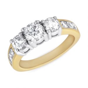 Yellow & White Gold Three Stone Ring