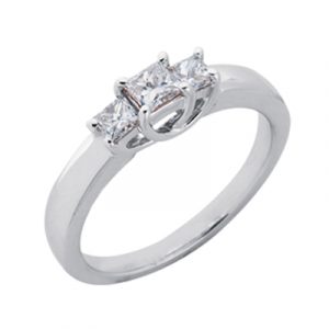 White Gold Three Stone Ring