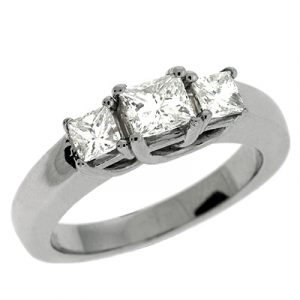 Three Stone White Gold Ring