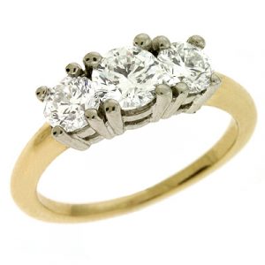 Yellow & White Gold Three Stone Ring - Style#EN6736