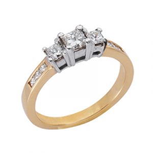 Yellow & White Gold Three Stone Ring - Style#EN6773