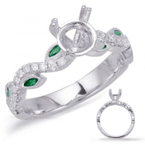 White Gold & Emerald Engagement Ring