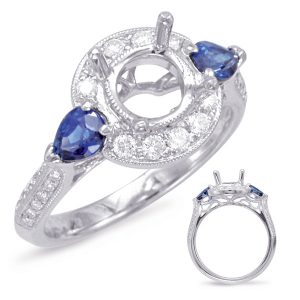 Platinum  Sapphire & Diamond Halo Ring