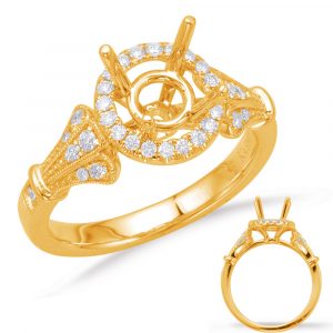 Yellow Gold Halo Engagement Ring - Style#EN8021-1YG