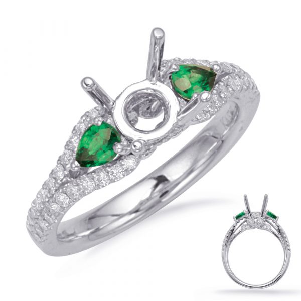 White Gold Emerald & Diamond Ring