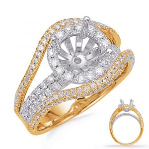 Yellow & White Gold Halo Engagement Ring