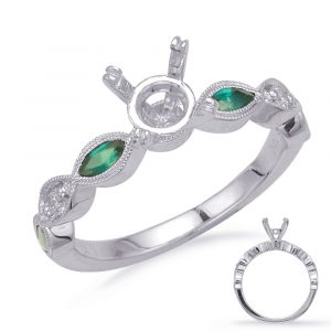 White Gold Emd & Dia Engagement Ring