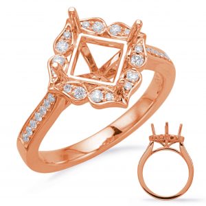 Rose Gold Halo Engagement Ring 5mm