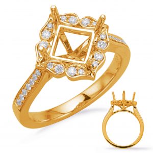 Yellow Gold Halo Engagement Ring 5mm