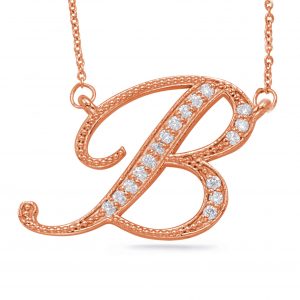 Rose Gold Diamond Intial B Pendant