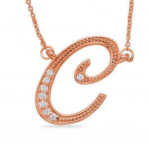 Rose Gold Diamond Initial C Pendant