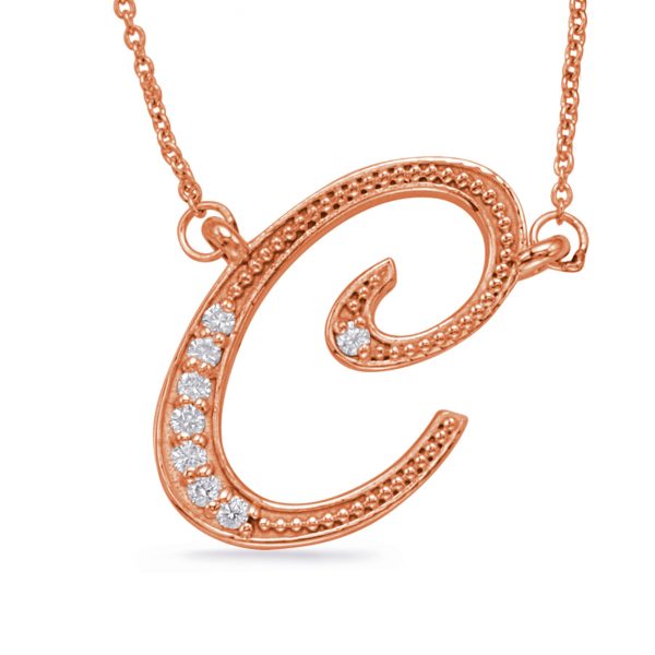 Rose Gold Diamond Initial C Pendant