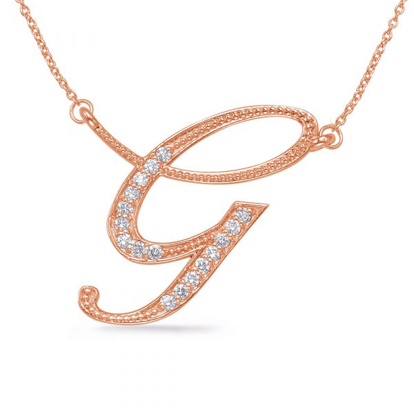 Rose Gold Diamond Initial G Pendant