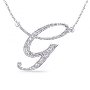 White Gold Diamond Initial G Pendant