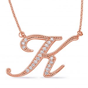 Rose Gold Diamond Initial K Pendant