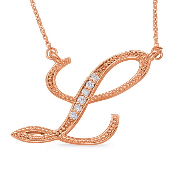 Rose Gold Diamond Initial L Pendant