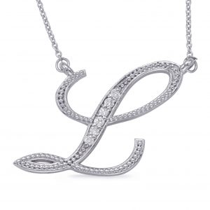 White Gold Diamond Initial L Pendant