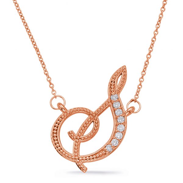 Rose Gold Diamond Initial S Pendant