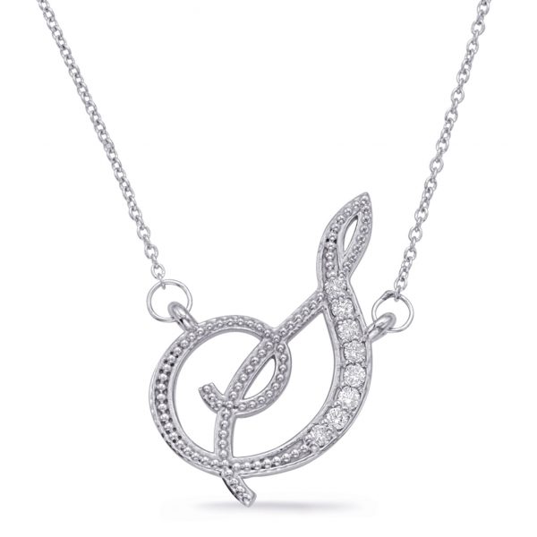 White Gold Diamond Initial S Pendant