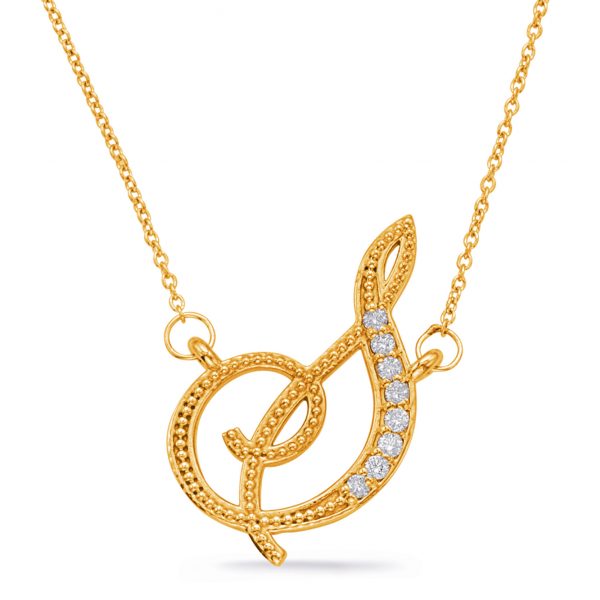 Yellow Gold Diamond Initial S Pendant