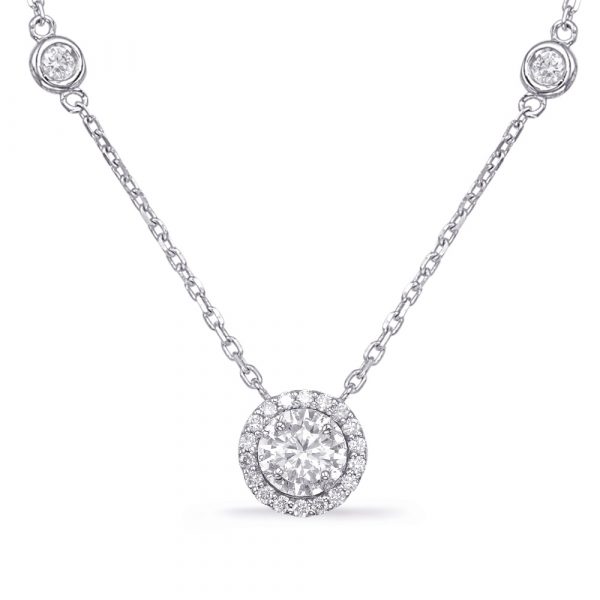 White Gold Halo Diamond By The Yard Neck