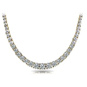 Yellow Gold Four Prong Diamond Necklace