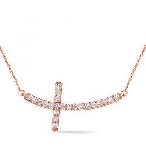 Rose Gold Diamond Cross Necklace