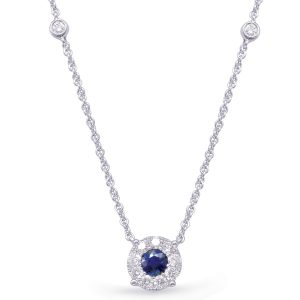 White Gold Sapphire And Diamond Necklace