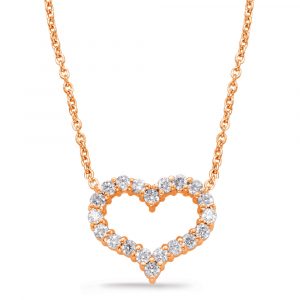 Rose Gold Diamond Heart Necklace