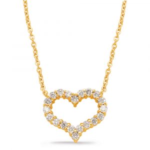 Yellow Gold Diamond Heart Necklace