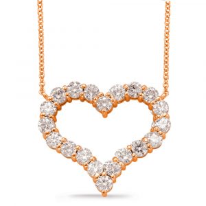 Rose Gold Diamond Heart Necklace