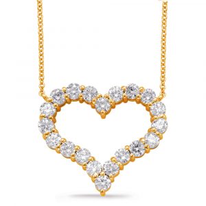 Yellow Gold Diamond Heart Necklace