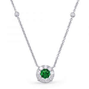 White Gold Emerald & Diamond Necklace