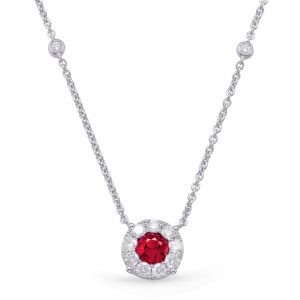 White Gold Ruby & Diamond Necklace