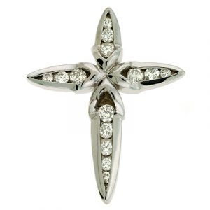 White Gold Diamond Cross