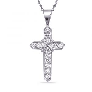 White Gold Diamond Cross Pendant