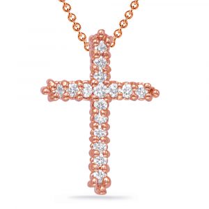 Rose Gold Diamond Cross Pendant