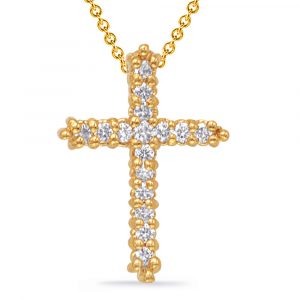 Yellow Gold Diamond Cross Pendant