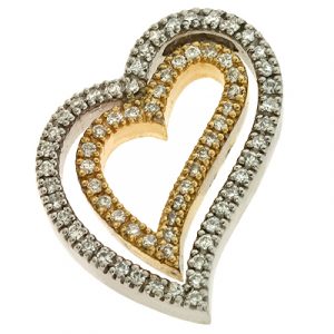 Two Tone Diamond Heart Pendant