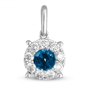 White Gold Sapphire & Diamond Pendant