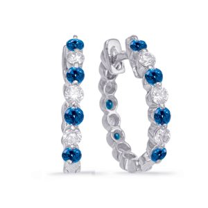 White Gold Oval Sapphire & Diamond Earr