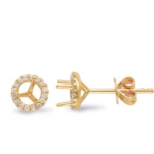 Yellow Gold Three Prong Earring Set