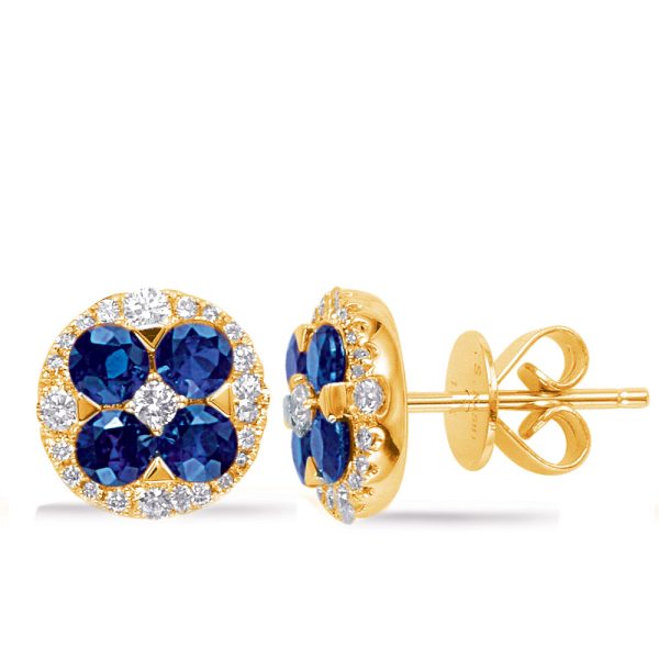 Yellow Gold Sapphire & Diamond Earrings