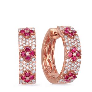 Rose Gold Diamond & Ruby Earring