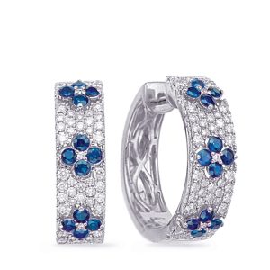 White Gold Diamond & Sapphire Earring