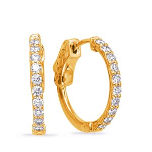 Yellow  Gold Diamond Hoop Earring