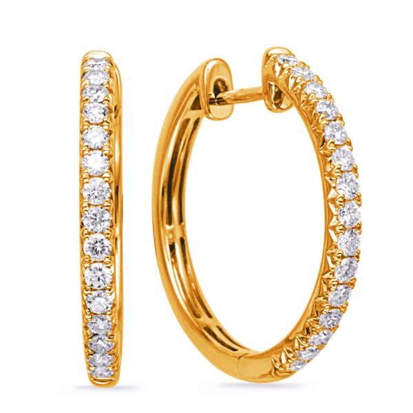 Yellow Gold Diamond  Hoop Earring