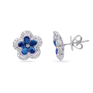 White Gold Diamond & Sapphire Earring