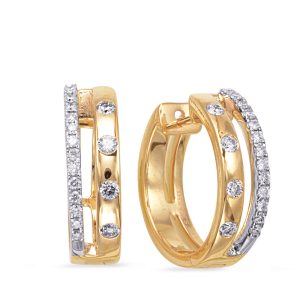 Yellow & White Gold Diamond Earring