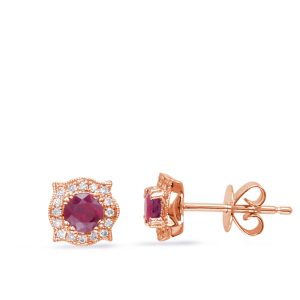 Rose  Gold Diamond & Ruby Earring